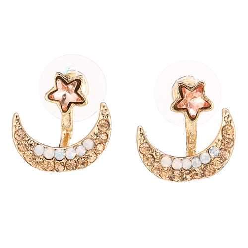 Moon Star Earrings Sweet Rhinestone Women Gift