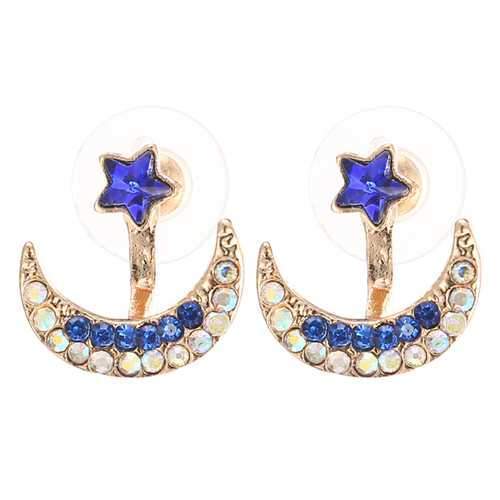 Moon Star Earrings Sweet Rhinestone Women Gift