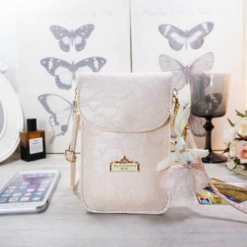 Universal Mini Vertical Screen Touch Window Shoulder Wallet Bag For 6 Inch Smartphone