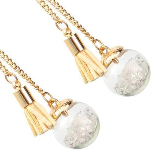 Tassel Wishing Glass Ball Crystal Leather Long Earrings Gift