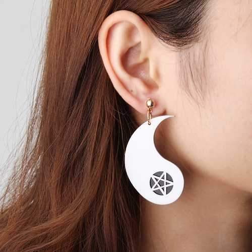 Exaggerated Acrylic Asymmetric Tai Ji Star Earrings