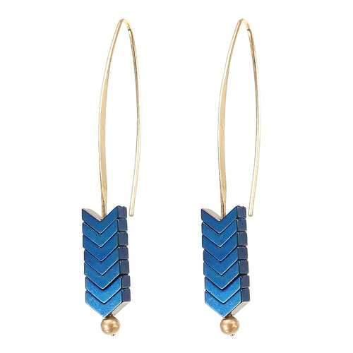 Trendy Stylish Natural Ore Multicolor Texture Arrowhead Earring Jewelry for Women