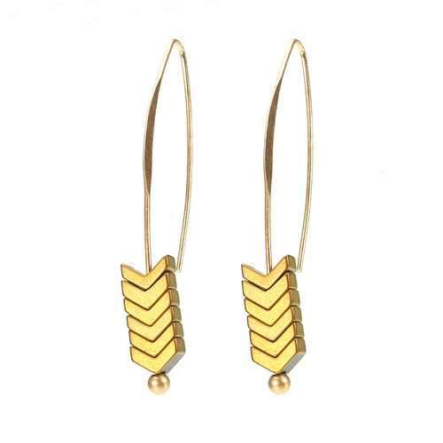 Trendy Stylish Natural Ore Multicolor Texture Arrowhead Earring Jewelry for Women