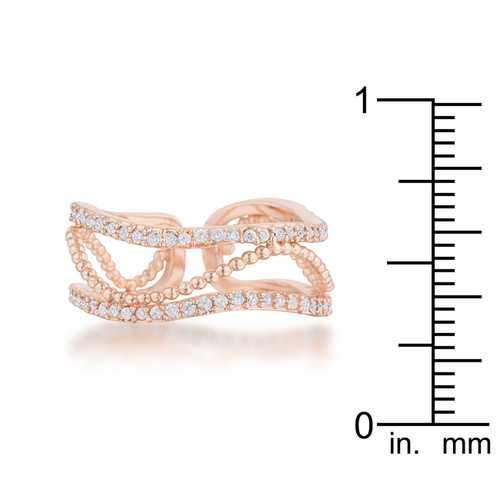 Marina 0.5ct CZ Rose Gold Abstract Cuff Ring